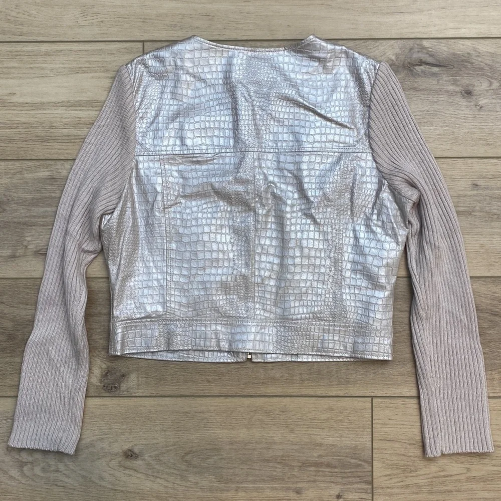 Phosphorus‎ Genuine Leather Knit Sleeve Moto Jacket